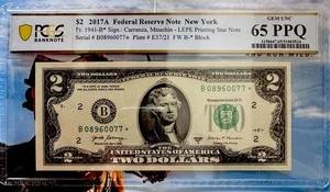 2$ 2017A Star Note New York FRN Fr 1941-B* LEPE Printing Star PCGS 65 Gem PPQ - Picture 1 of 3