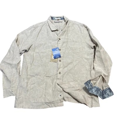 NWT Tailor Vintage $128 Men Linen Puretec Cool Long Sleeve Brown Shirt L - Image 1 of 4