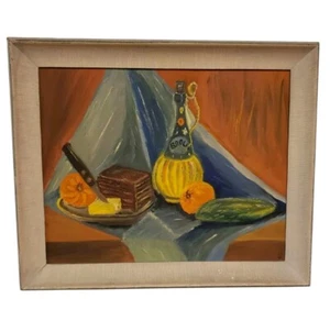 Vintage Still Life Oil Painting Signed S.S. Framed Artwork Vibrant Colors - Picture 1 of 6