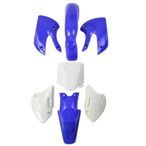 4 Blue+3 White Plastic Full Fairing Body Fender Kit For Kawasaki KLX110 KX65 BBR - Picture 1 of 11