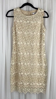 Belle Badgley Mischa Women's Sz 4 Ivory Beige Lace Sleeveless Short Dress New - Image 1 of 4