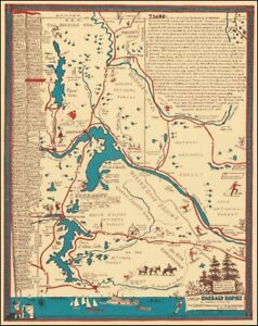 Original Ross Hall Lakes Emerald Empire Merry Map  Coeur d Alene Idaho Montana