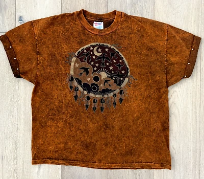 Vintage Tie Dye Erica Pries Shirt Southwest Hawaii Petroglyph The Mountain-Like - Image 1 of 4