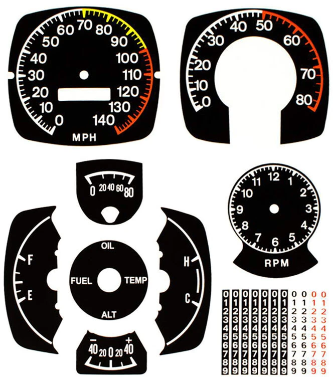 Premium Dash Decal 71 AMC Javelin AMX FULL KIT 140MPH BLACK - Image 1 of 1