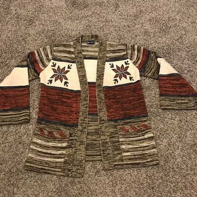 Suéter Cárdigan Nórdico Floral Manga Campana Marrón Invierno Tejido Monarch De Colección A11 Foto 1 de 4