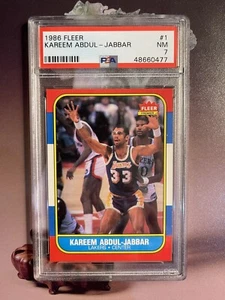 Fleer Basketball 1986 Kareem Abdul-Jabbar #1 PSA 7 casi nuevo - Imagen 1 de 2