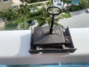 Antique DOOR LOCK With Matching Key Wrought Iron Austria - Picture 1 of 13