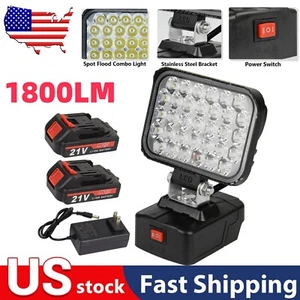 1800LM Cordless Work Light Outdoor Rechargeable Work Lamp Portable + 2 Batteries - Picture 1 of 12