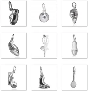 Sporting Charm Pendant 925 Sterling Silver Sports Jewellery - Various designs - Picture 1 of 48