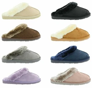 Mujer Ella Jill Cálida Imitación Piel de Oveja Look Forrado de Piel Memorial Mulas Pantuflas - Imagen 1 de 46