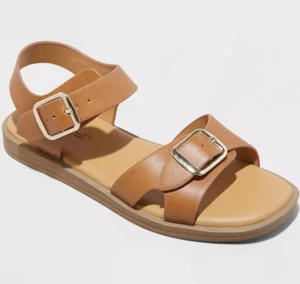 Girls’ Brown Sandals Size Youth Buckle Strap Adjustable Casual Summer Shoes New - Picture 1 of 4