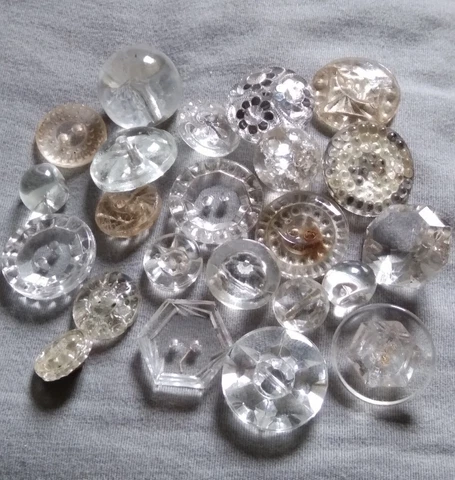 23 Antique to Vintage Clear Glass Buttons Cover