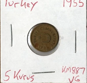 Moneda Türkiye 5 Kurus 1955 KM887 - Imagen 1 de 1