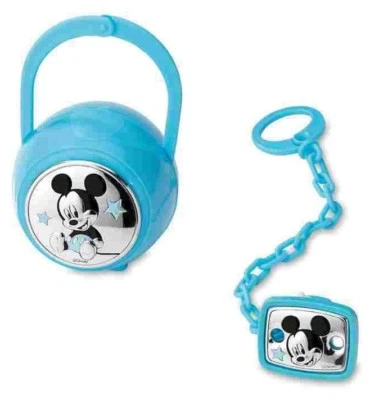 Disney Mickey Mouse Set Box e Spilla Porta Ciuccio con Catena B 1262 - Immagine 1 di 3