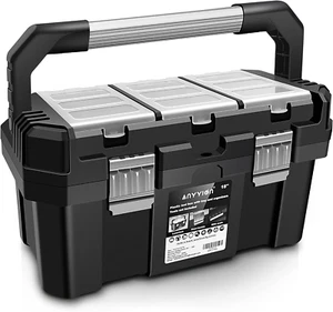 17-Inch Tool Box with Removable Tray with Stainless Steel Dual Lock Secured,Smal - Picture 1 of 6