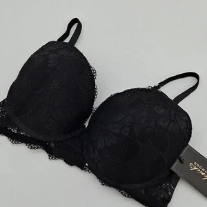 Frederick's of Hollywood Bra Womens 34C Diana Lace Push-Up Bra Black - Picture 1 of 8