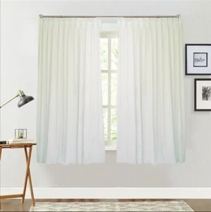 Milk White Curtains 260x160cm PINCH PLEAT High Level Fabric 2 Panels for wall - Picture 1 of 8