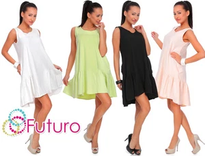 Vestido con volantes asimétrico de gran tamaño túnica sin mangas talla única 8-14 FT2023 - Imagen 1 de 10
