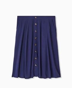 Neu mit Etikett Torrid MIDIROCK DUNKELBLAU Challis mit Knöpfen Größe 00 Plus M/L Damen - Bild 1 von 4