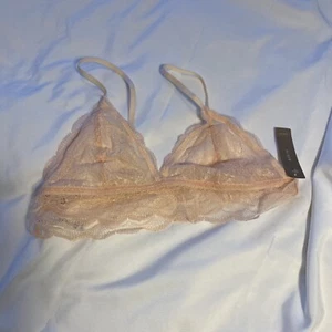 J.CREW Spitzen-Bralette mit Ösen in Pfirsichrosa - Größe Large - Neu mit Etikett - UVP 38 $ - Bild 1 von 5