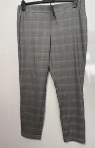 New Look MATERNITY Black/Blue Check Pull On Tapered Leg Trousers Size 12 Bnwt - Picture 1 of 3