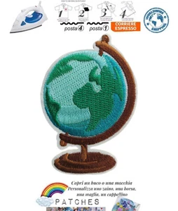 patch mappamondo globo toppa termoadesiva scuola emisfero mondiale iron on terra - Photo 1/2