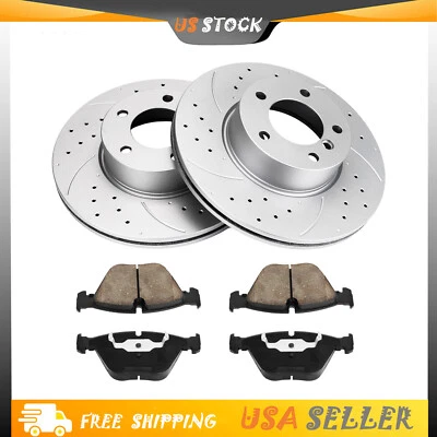 para BMW 328i xDrive 2010-2013 rotores de freno delanteros perforados + pastillas de cerámica Foto 1 de 4