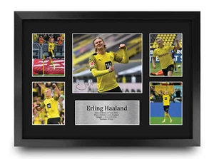 Erling Haaland Borussia Dortmund A3 gerahmtes Autogramm Display für Fußballfans - Bild 1 von 7