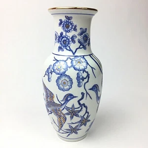 Vintage Japan Vögel Blumen vergoldet Porzellan Vase - Bild 1 von 5