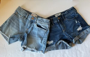 Girls Abercrombie Kids Midi Shorts 9/10 Lot 2 Pairs Jean Shorts - Picture 1 of 9
