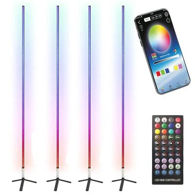 4 x Ibiza Magic Colour Stick 1m RGB LED Lighting App Control Black Remote DJ - Image 1 of 4