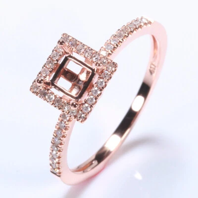 4mm Princess Natural Diamond Ring Solid 10K White/Yellow/Rose Gold Semi Mount - Image 1 of 4