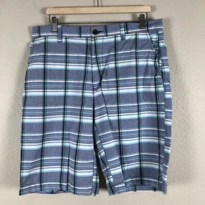 Pantalones Cortos Antiguos Azul Marino Para Hombre Talla 36 Azul Cuadros Algodón Bermudas Chino Botón Cremallera Foto 1 de 4