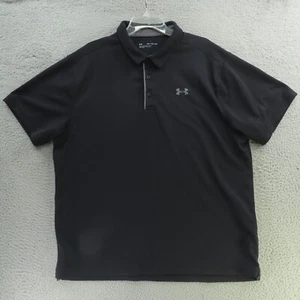 Under Armour Polo Mens 2XL Black Ribbed Loose Heatgear Golf Performance Loose - Picture 1 of 8