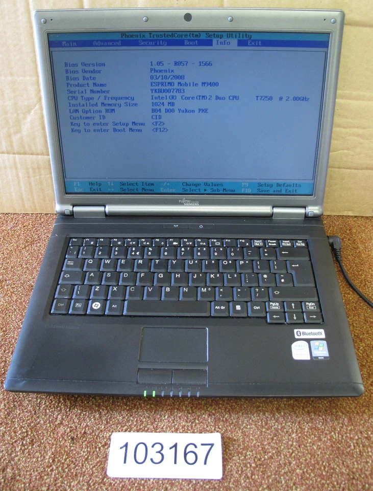 Fujitsu Siemens Esprimo M9400 14" WXGA Laptop,Core 2 Duo 2.0GHz,1Gb Ram,103167 - Image 1 of 1