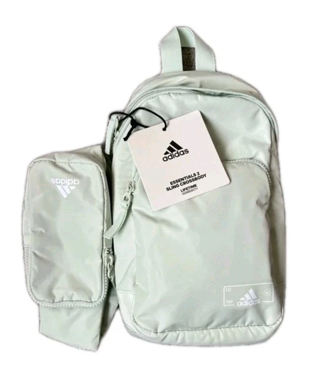 Adidas Essentials 2 Sling Crossbody Bag Travel Activewear Linen Green