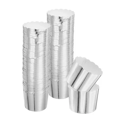 50 Stück Cupcake-Verpackungen für Hochzeit, Papierbackformen, silber - Bild 1 von 4