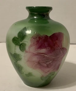 Antike EAPG Fostoria bemalte Opal Milchglas 4,5" Vase - Bild 1 von 6