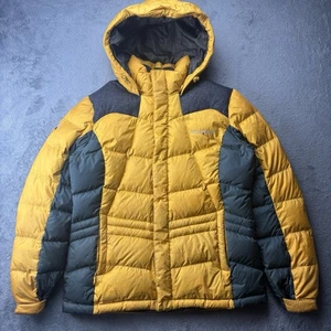 Chaqueta de plumón Montbell MC3WD14W301 amarilla verde azulado para hombre pequeña con capucha - Imagen 1 de 15