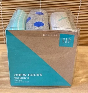 GAP SOCKS 3 Paar Damen CREW-Socken gepunktet gestreift Peace blau türkis ONE SIZE - Bild 1 von 5
