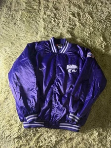 Vintage 90s Nike Kansas State Wildcats Purple Satin Jacket Size 2XL !!!! - Bild 1 von 10