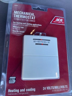 Ace Mechanical Thermostat 24 Volts/Millivolts Heating  and Cooling - Image 1 of 3