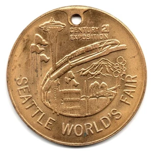 SEATTLE WORLD'S FAIR • KEY FOB MEDALLION • VINTAGE 1962 - Picture 1 of 3