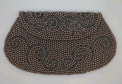 Vtg Handmade Gimbles Japan Faux Pearl Bead Clutch Purse handbag estate glamour - Image 1 of 4