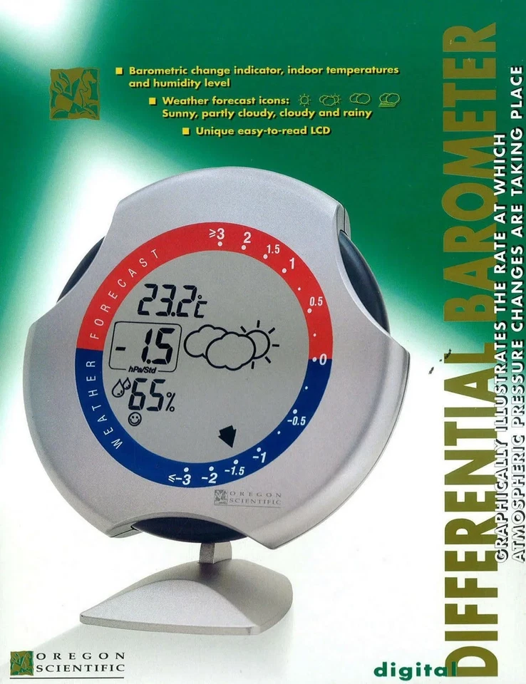 STAZIONE BAROMETRICA OREGON SCIENTIFIC LCD SVEGLIA ALARM OROLOGIO TAVOLO - Immagine 1 di 1