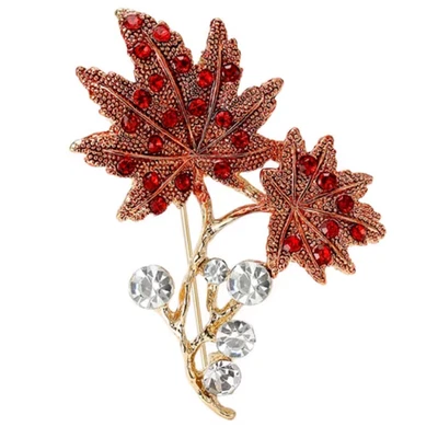 Брошь на булавке из кленового листа на День благодарения — осенние осенние листья на лацкане ювелирный подарок - Изображение 1 из 4