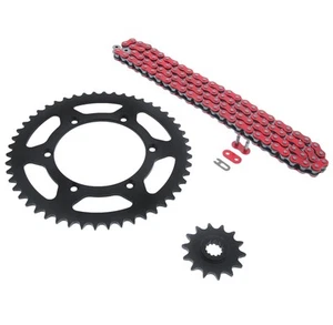 Kawasaki KLX400 KLX 400 2003 cadena roja y piñón negro 14/50 116 L - Imagen 1 de 4