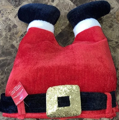 Upside Down stuffed Red Santa Legs Silly Gag Christmas Holiday Costume Hat  - Image 1 of 4