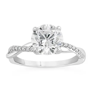 14K White Gold Brilliant-cut Round Lab Grown Diamond Engagement Ring 2.12 ct.tw. - Picture 1 of 4