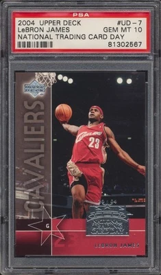 2004 Upper Deck LeBron James National Trading Card Day PSA GEM MT 10 Card #UD-7 - Image 1 of 2